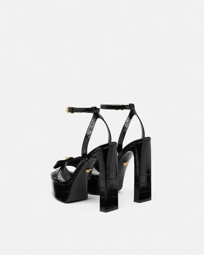 Gianni Ribbon Croc-Effect Sandals 140 mm Gianni Ribbon Croc-Effect Sandals 140 mm