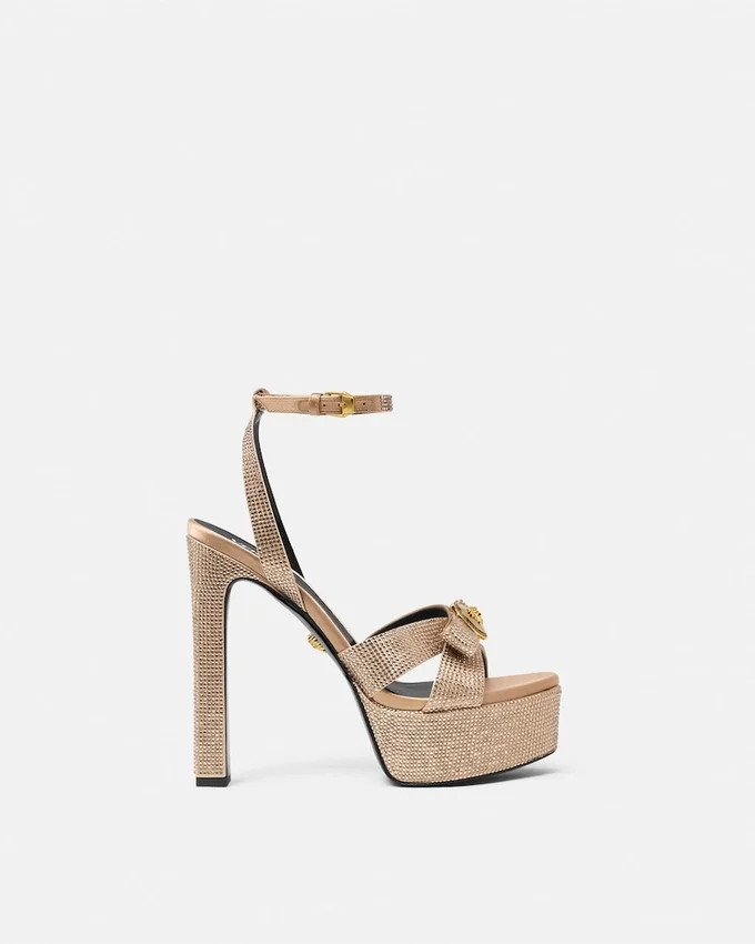 Gianni Ribbon Embellished Satin Sandals 140 mm Gianni Ribbon Embellished Satin Sandals 140 mm