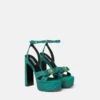 Gianni Ribbon Embellished Satin Sandals 140 mm Gianni Ribbon Embellished Satin Sandals 140 mm