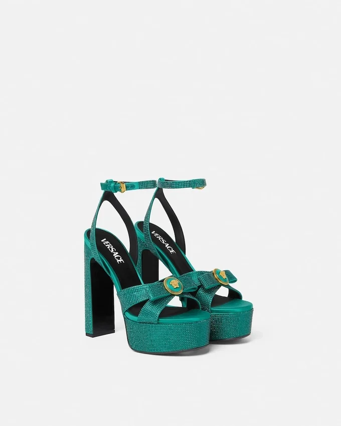 Gianni Ribbon Embellished Satin Sandals 140 mm Gianni Ribbon Embellished Satin Sandals 140 mm