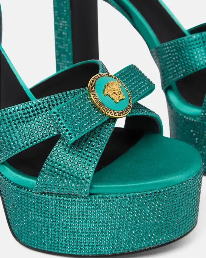 Gianni Ribbon Embellished Satin Sandals 140 mm Gianni Ribbon Embellished Satin Sandals 140 mm