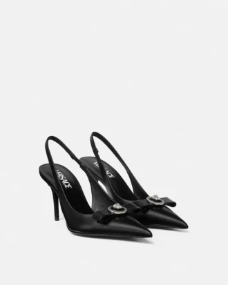 Gianni Ribbon Leather Slingbacks 85 mm