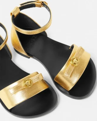 Gianni Ribbon Metallic Kids Sandals