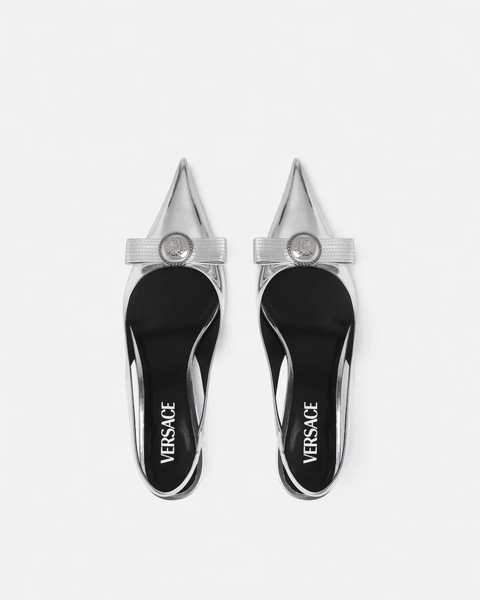 Gianni Ribbon Metallic Slingbacks 45 mm Gianni Ribbon Metallic Slingbacks 45 mm
