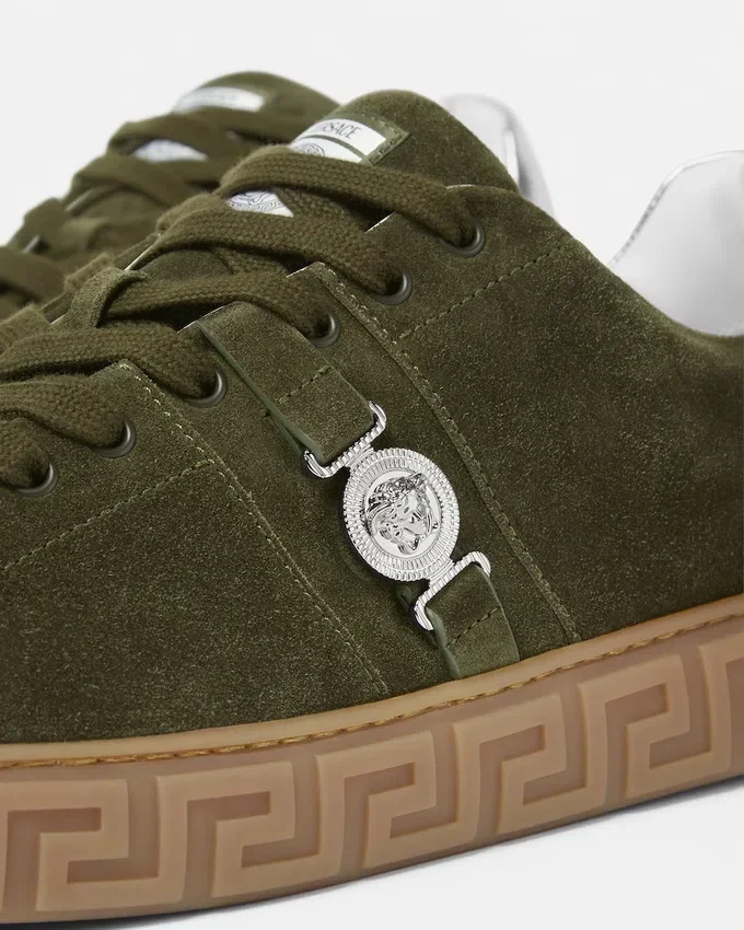 Greca Embellished Suede Sneakers Greca Embellished Suede Sneakers