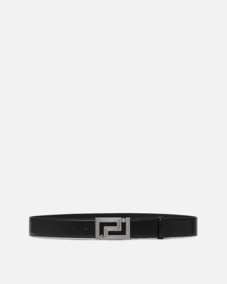 Greca Leather Belt  4 cm