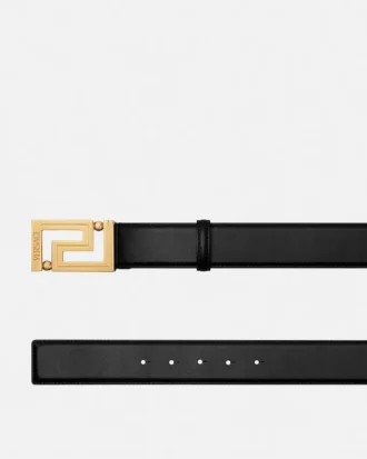 Greca Leather Belt  4 cm