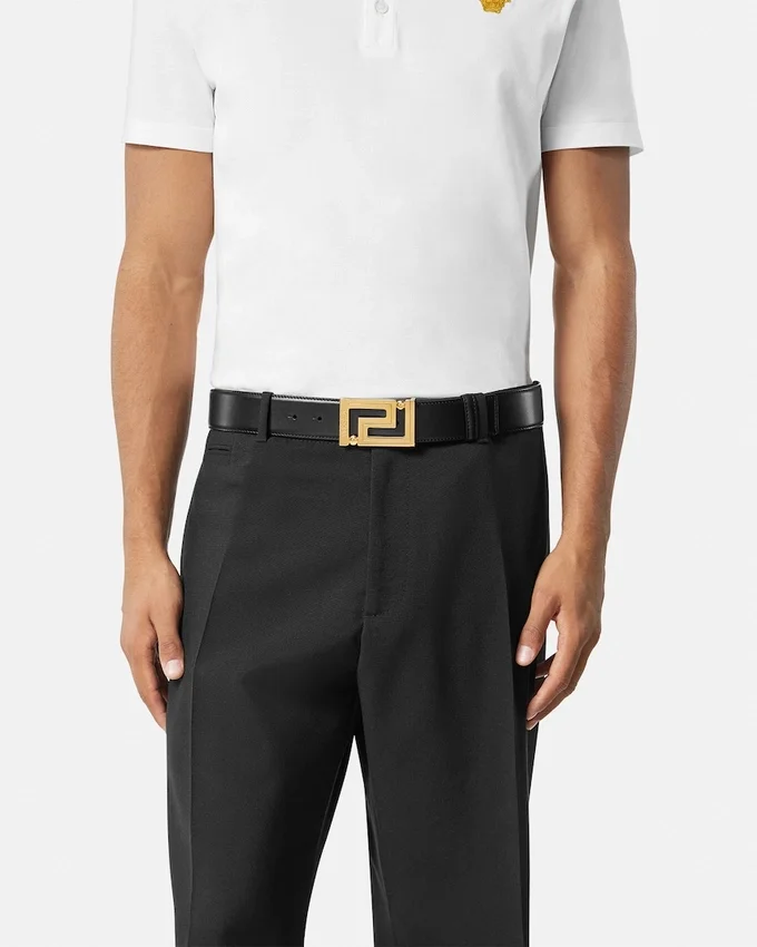 Greca Leather Belt 4 cm Greca Leather Belt 4 cm
