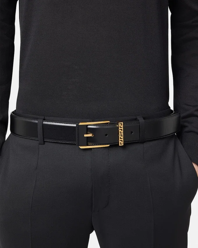 Greca Leather Belt 4 cm Greca Leather Belt 4 cm