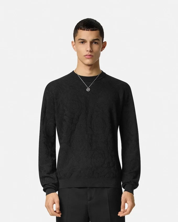 Jacquard Silk-Cotton Knit Sweater Jacquard Silk-Cotton Knit Sweater