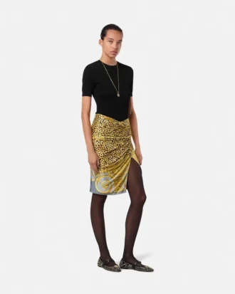 Jacquard Stretch Viscose Fitted Knit T-Shirt