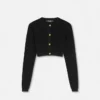 Jacquard Stretch Viscose Knit Crop Cardigan Jacquard Stretch Viscose Knit Crop Cardigan
