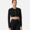 Jacquard Stretch Viscose Knit Crop Cardigan Jacquard Stretch Viscose Knit Crop Cardigan