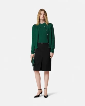 Jacquard Viscose Knit Fitted Cardigan