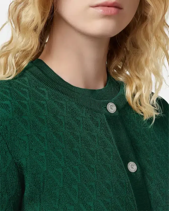 Jacquard Viscose Knit Fitted Cardigan Jacquard Viscose Knit Fitted Cardigan