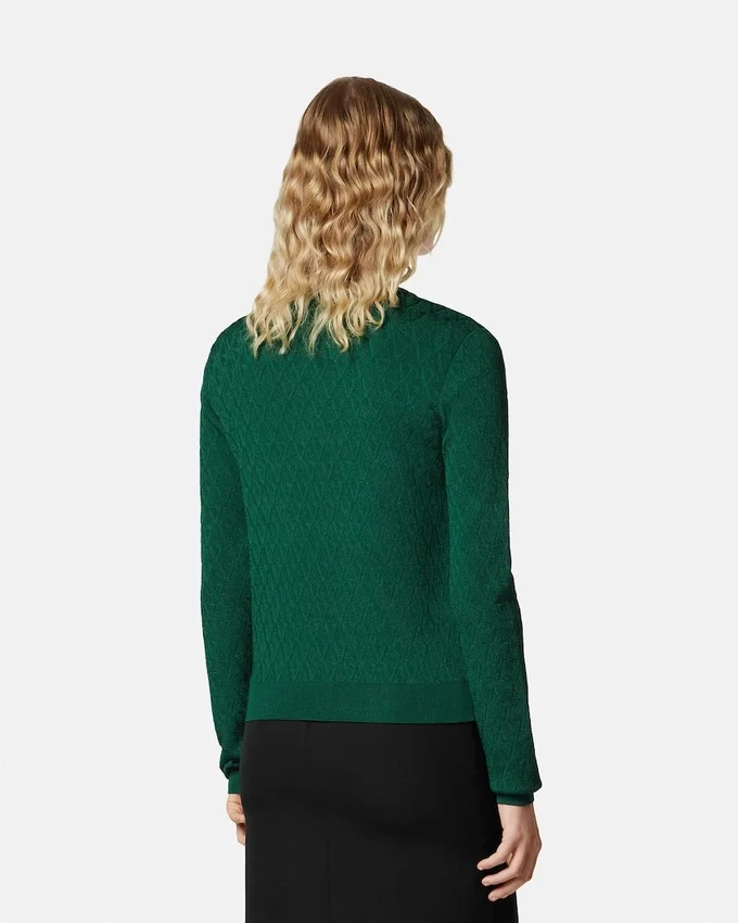 Jacquard Viscose Knit Fitted Cardigan Jacquard Viscose Knit Fitted Cardigan