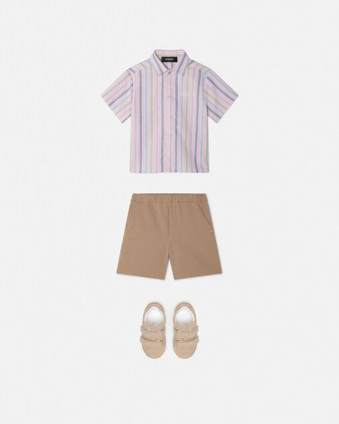 Kids Embroidered Cotton-Seersucker Shorts Kids Embroidered Cotton-Seersucker Shorts