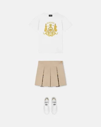 Kids Printed Cotton-Gabardine Pleated Skirt