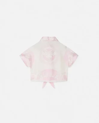 Kids Printed Silk Twill Crop Shirt