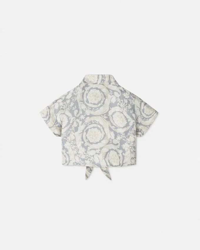 Kids Printed Silk Twill Crop Shirt Kids Printed Silk Twill Crop Shirt