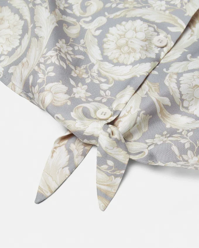 Kids Printed Silk Twill Crop Shirt Kids Printed Silk Twill Crop Shirt