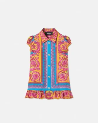 Kids Printed Silk Twill Dress