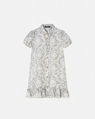 Kids Printed Silk Twill Shirt Dress