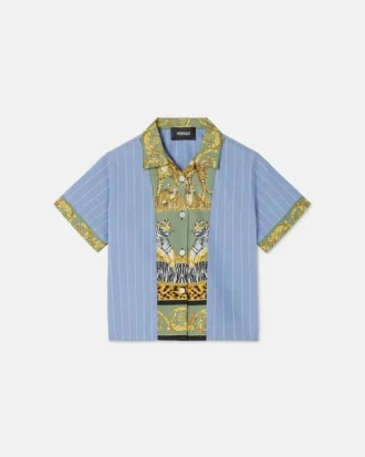 Kids Printed Striped Cotton-Poplin Shirt