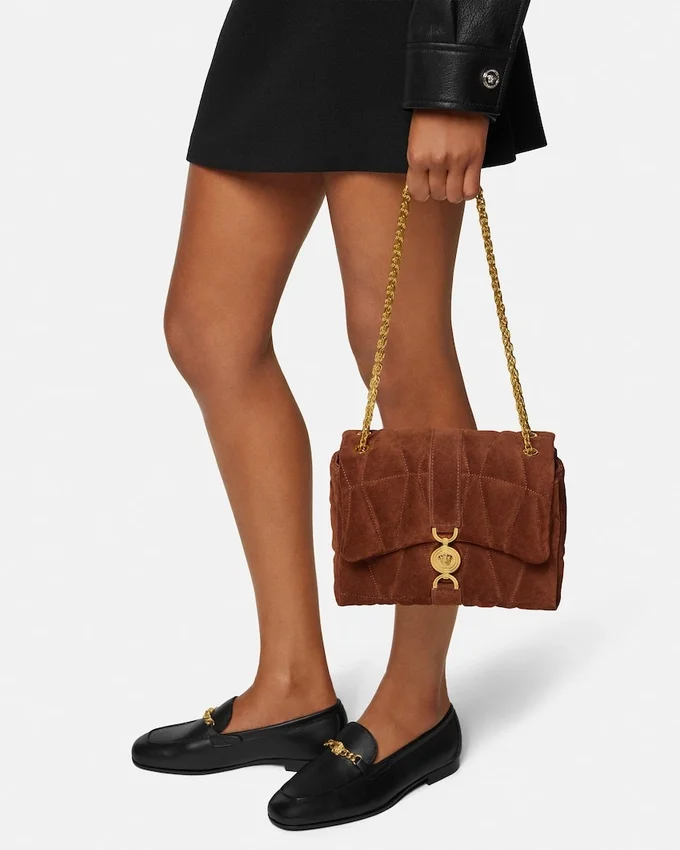 Kleio Quilted Suede Shoulder Bag Kleio Quilted Suede Shoulder Bag