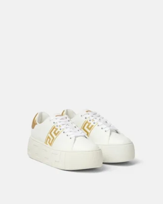La Greca Embroidered Platform Sneakers