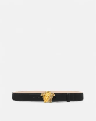 La Medusa Embellished Leather Belt 4 cm