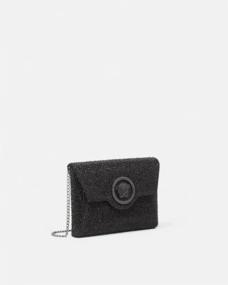 La Medusa Embellished Satin Clutch