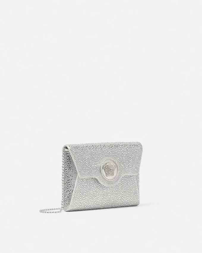 La Medusa Embellished Satin Clutch La Medusa Embellished Satin Clutch