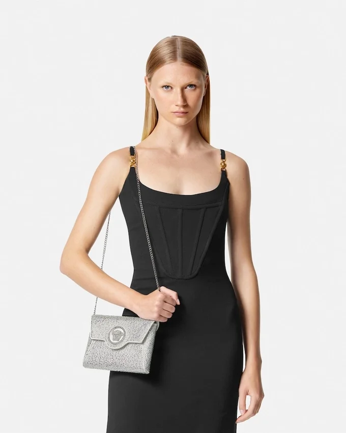 La Medusa Embellished Satin Clutch La Medusa Embellished Satin Clutch