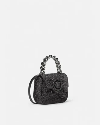 La Medusa Embellished Satin Mini Bag