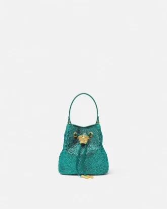 La Medusa Embellished Satin Mini Bucket Bag