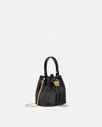 La Medusa Embellished Satin Mini Bucket Bag
