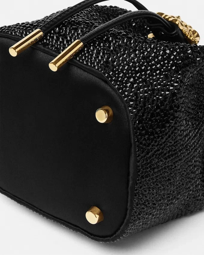 La Medusa Embellished Satin Mini Bucket Bag La Medusa Embellished Satin Mini Bucket Bag