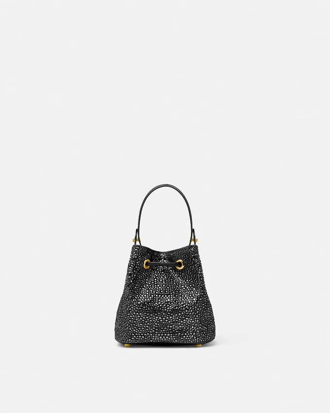 La Medusa Embellished Satin Mini Bucket Bag La Medusa Embellished Satin Mini Bucket Bag