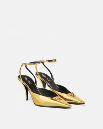 La Medusa Metallic Slingback Pumps 85 mm