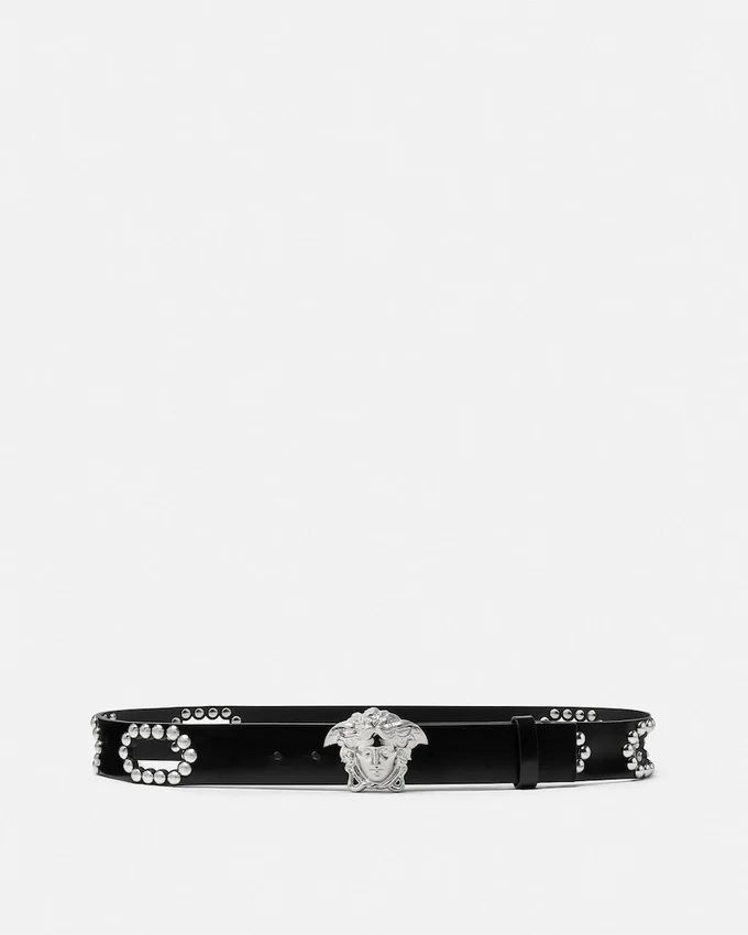 La Medusa Studded Leather Belt 4 cm La Medusa Studded Leather Belt 4 cm