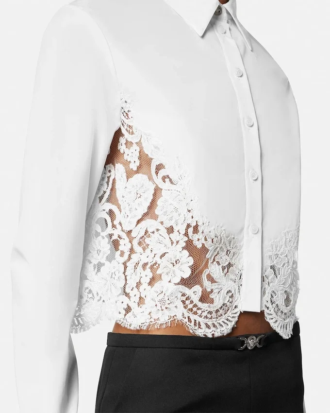 Lace-Trim Cotton-Poplin Shirt Lace-Trim Cotton-Poplin Shirt