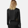 Lace-Trim Satin Crop Shirt Lace-Trim Satin Crop Shirt