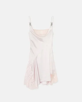 Lace-Trim Satin Mini Dress