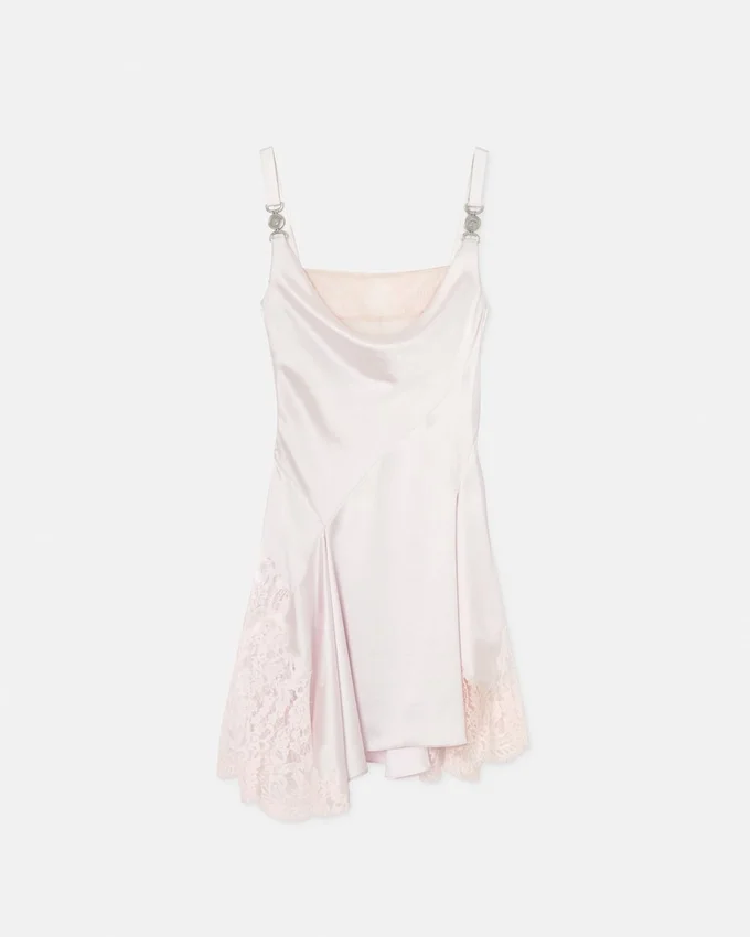 Lace-Trim Satin Mini Dress Lace-Trim Satin Mini Dress