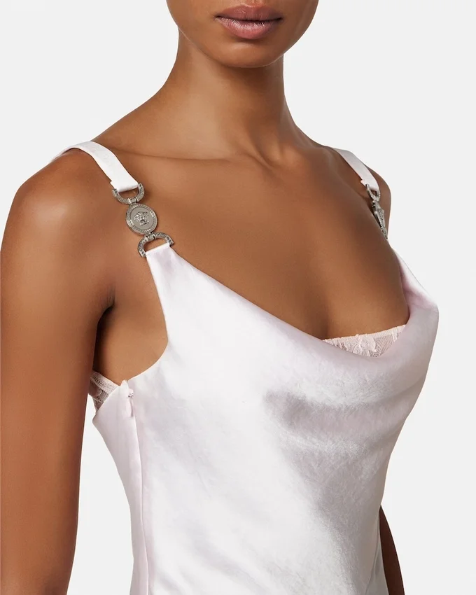 Lace-Trim Satin Mini Dress Lace-Trim Satin Mini Dress