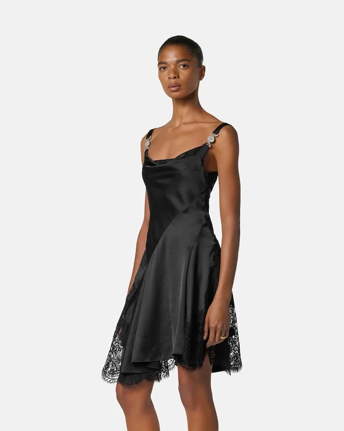 Lace-Trim Satin Mini Dress Lace-Trim Satin Mini Dress
