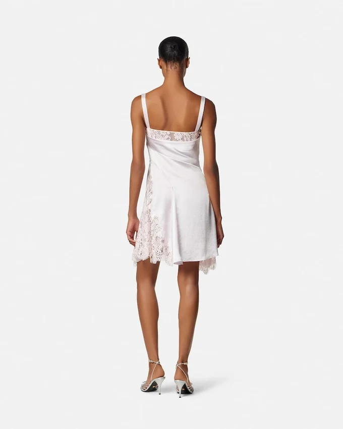 Lace-Trim Satin Mini Dress Lace-Trim Satin Mini Dress