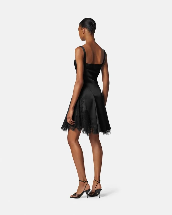 Lace-Trim Satin Mini Dress Lace-Trim Satin Mini Dress