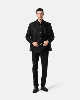 Leopard Jacquard Single-Breasted Blazer